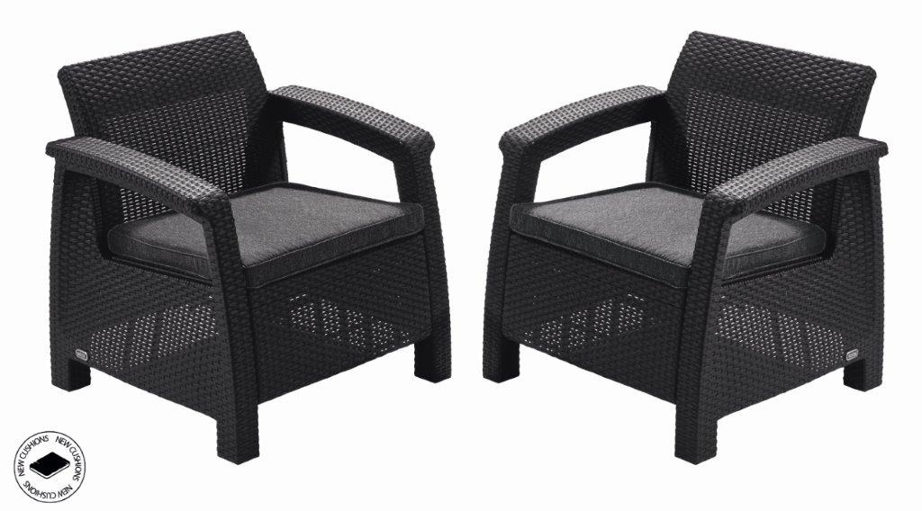 Záhradné kreslo Keter Corfu love seat grafit, 2 ks