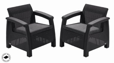 Záhradné kreslo Keter Corfu love seat grafit, 2 ks