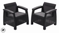 Záhradné kreslo Keter Corfu love seat grafit, 2 ks