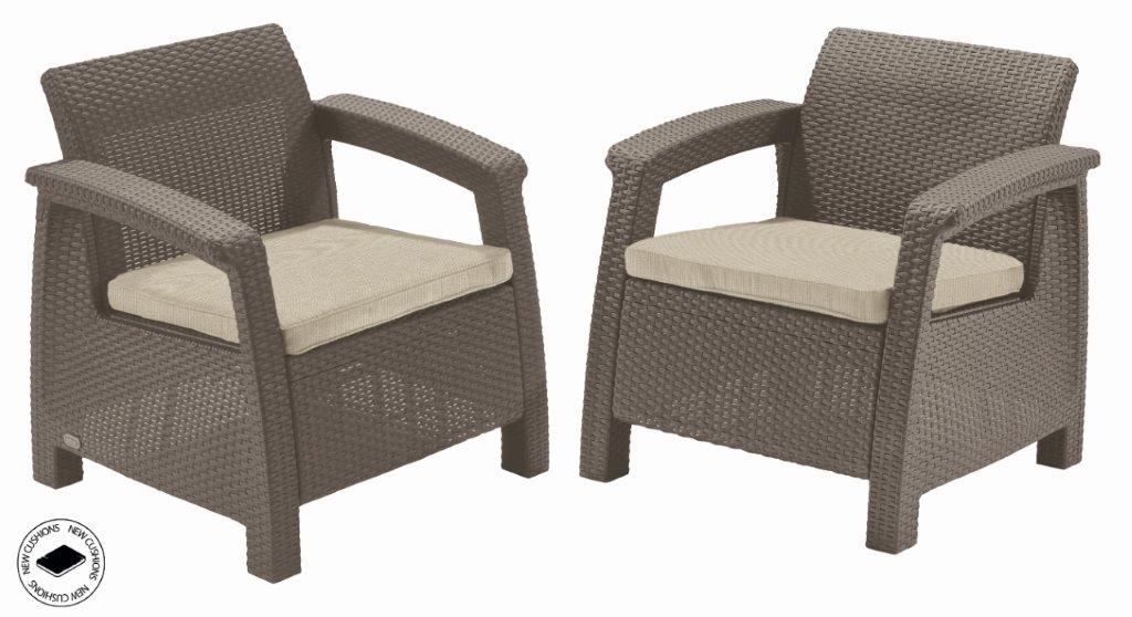 Záhradné kreslo Keter Corfu love seat cappuccino, 2 ks