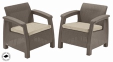 Záhradné kreslo Keter Corfu love seat cappuccino, 2 ks