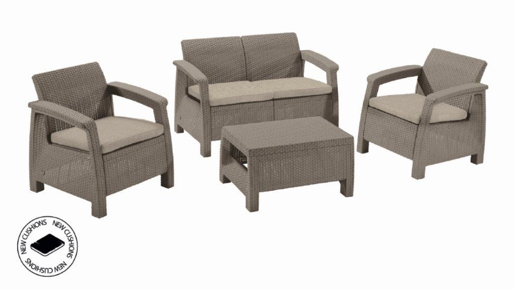 Záhradný set Keter Corfu love seat cappuccino 2+2+1