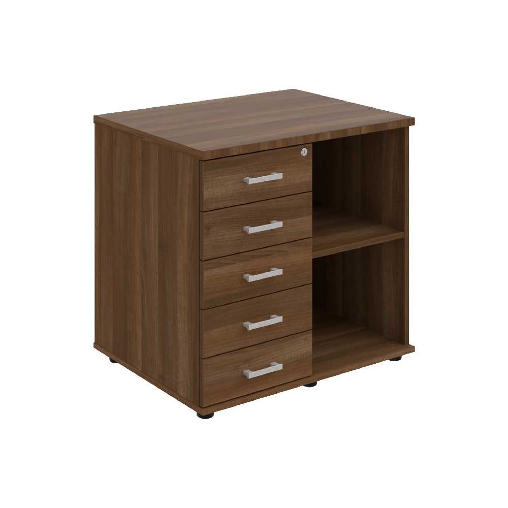 HOBIS skriňa stolová ľavá s policou a zásuvkami - SPRZ 80 60 L N, roky naprieč, orech