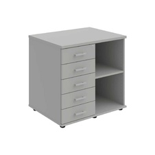 HOBIS skriňa stolová ľavá s policou a zásuvkami - SPRZ 80 60 L N, roky naprieč, šeda