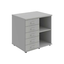 HOBIS skriňa stolová ľavá s policou a zásuvkami - SPRZ 80 60 L N, roky naprieč, šeda