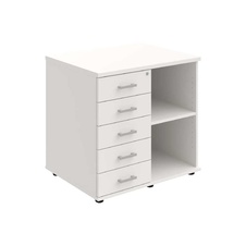 HOBIS skriňa stolová ľavá s policou a zásuvkami - SPRZ 80 60 L N, roky naprieč, biela