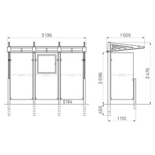 Autobusová zastávka CONVIVIALE s dvoma bočnicami 3000 mm - 1