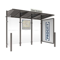 Autobusová zastávka CONVIVIALE s ľavou bočnicou a informačnou vitrínou 3000 mm