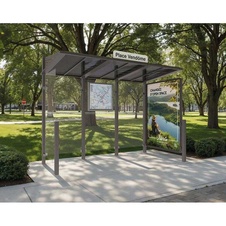 Autobusová zastávka CONVIVIALE s ľavou bočnicou a informačnou vitrínou 3000 mm - 1