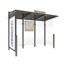Autobusová zastávka CONVIVIALE s pravou bočnicou a informačnou vitrínou 3000 mm