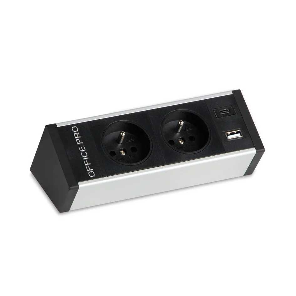 HOBIS zásuvkový panel pevný na hranu stola, čierny PECZ B 002