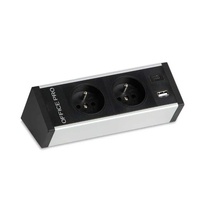 HOBIS zásuvkový panel pevný na hranu stola, čierny PECZ B 002