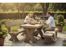 Betónový záhradný set v imitácii dreva, dĺžka 1200 mm