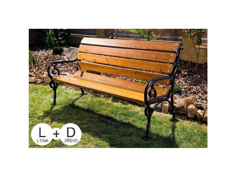 Parková lavička P4 1900 mm s jaseňovými doskami a liatinovou konštrukciou