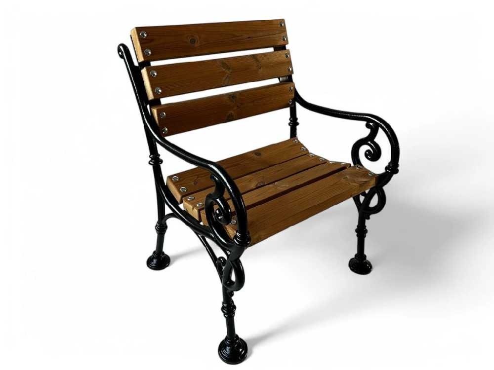 Parkové kreslo borovice P3 s liatinovou konštrukciou