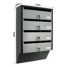 Rottner Depot 4 set poštových schránok, strieborno-čierna - 3