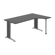 HOBIS kancelársky stôl pracovný tvarový, ergo ľavý - FE 1800 L, antracit - 1