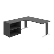 HOBIS kancelársky stôl pracovný tvarový, ergo pravý - FE 1800 60 H P, antracit - 2