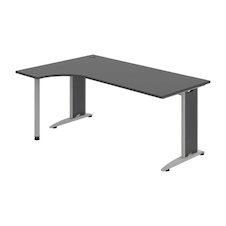 HOBIS kancelársky stôl pracovný tvarový, ergo pravý - FE 1800 P, antracit - 1