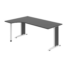 HOBIS kancelársky stôl pracovný tvarový, ergo pravý - FE 1800 P, antracit - 2