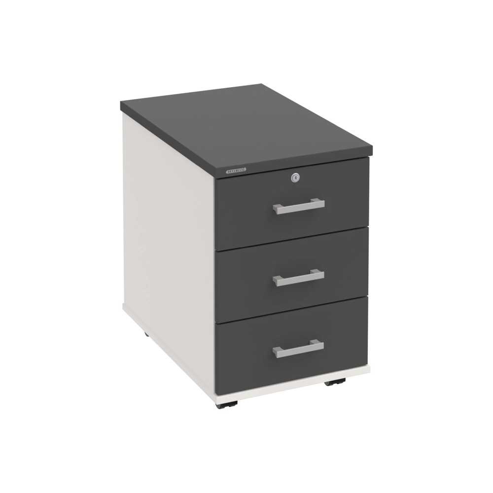 HOBIS kontajner K 33 Z P, 3 zásuvky, roky pozdĺž, 60 cm, biela-antracit