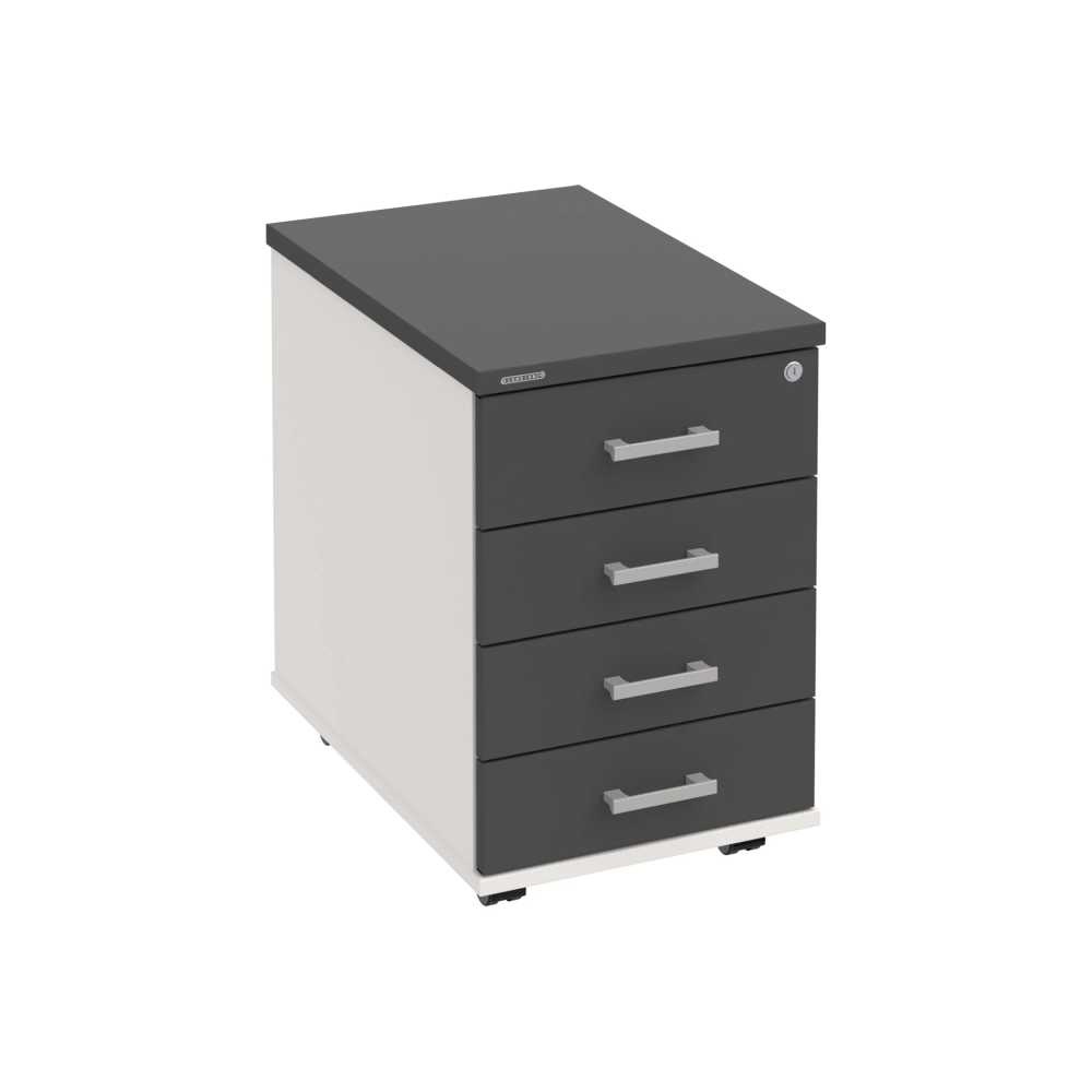 HOBIS kontajner K 34 C N, 4 zásuvky, roky naprieč, 60 cm, biela-antracit