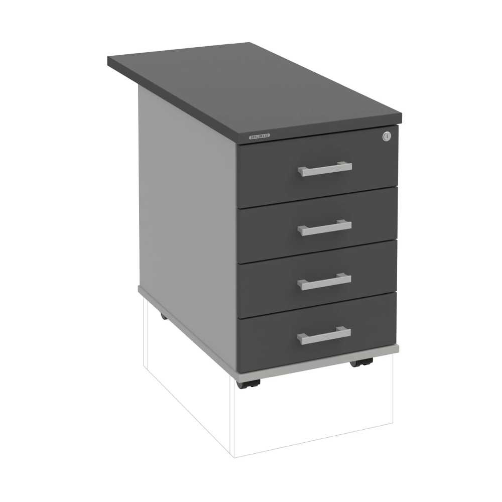 HOBIS kontajner K 34 C P 80, 4 zásuvky, roky pozdĺž, 80 cm, dekor šedá-antracit