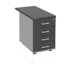 HOBIS kontajner K 34 C P 80, 4 zásuvky, roky pozdĺž, 80 cm, dekor šedá-antracit