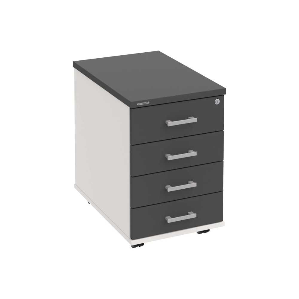 HOBIS kontajner K 34 C P, 4 zásuvky, roky pozdĺž, 60 cm, biela-antracit