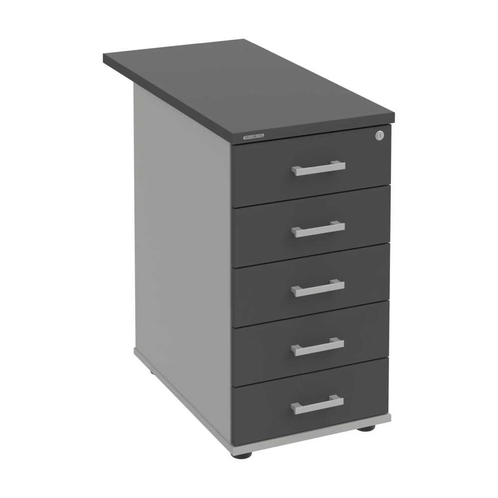 HOBIS kontajner K 35 CN 80, 5 zásuviek, roky naprieč, 80 cm, šedá-antracit