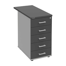 HOBIS kontajner K 35 CN 80, 5 zásuviek, roky naprieč, 80 cm, šedá-antracit