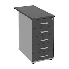 HOBIS kontajner K 35 C P 80, 5 zásuviek, roky pozdĺž, 80 cm, šedá-antracit