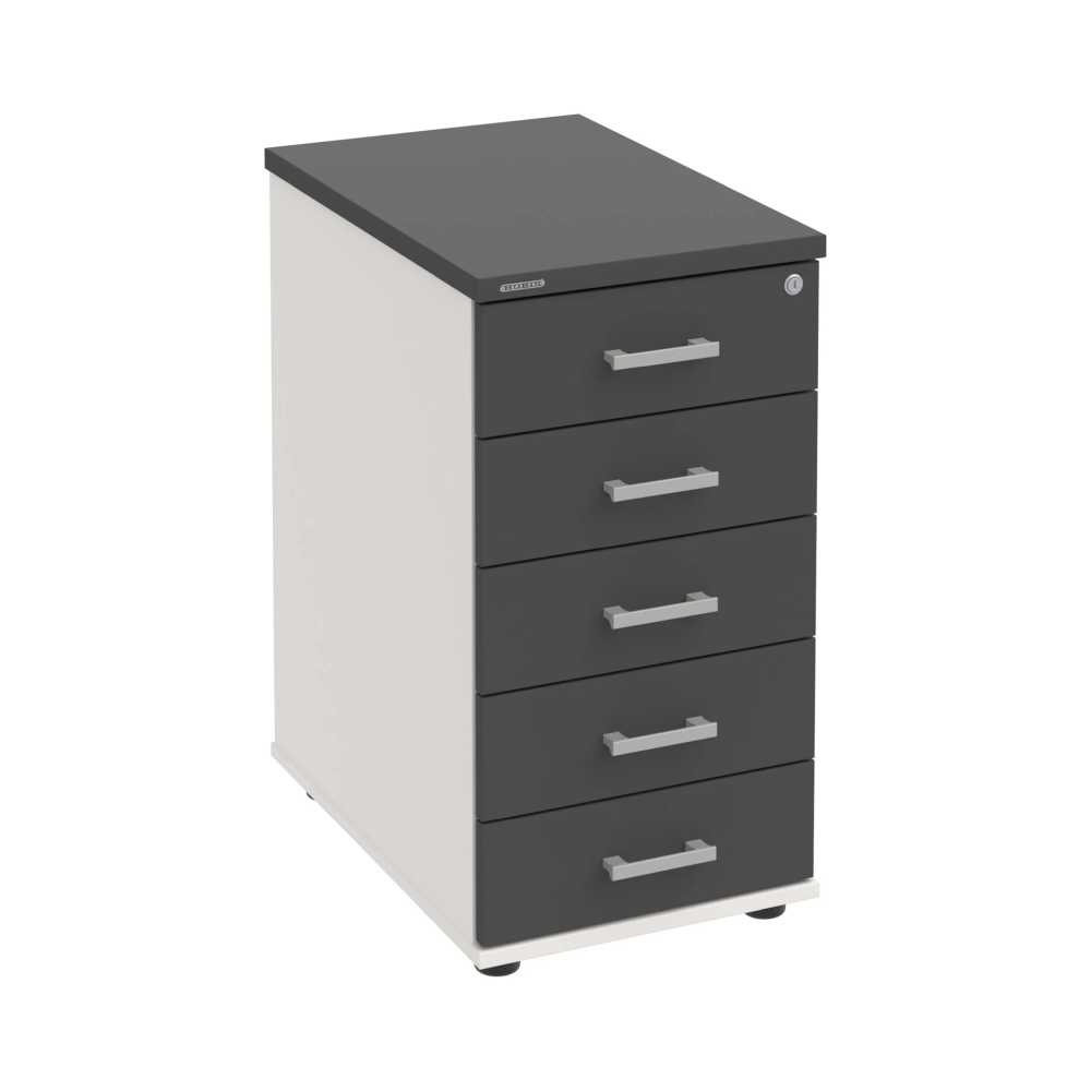 HOBIS kontajner K 35 C P, 5 zásuviek, roky pozdĺž, 60 cm, biela-antracit