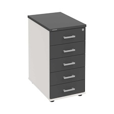 HOBIS kontajner K 35 C P, 5 zásuviek, roky pozdĺž, 60 cm, biela-antracit