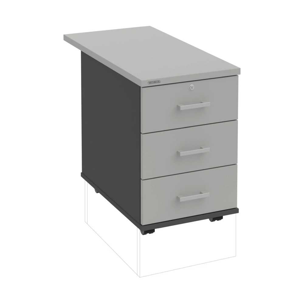 HOBIS kontajner K 33 Z N 80, 3 zásuvky, roky naprieč, 80 cm, antracit-šedá