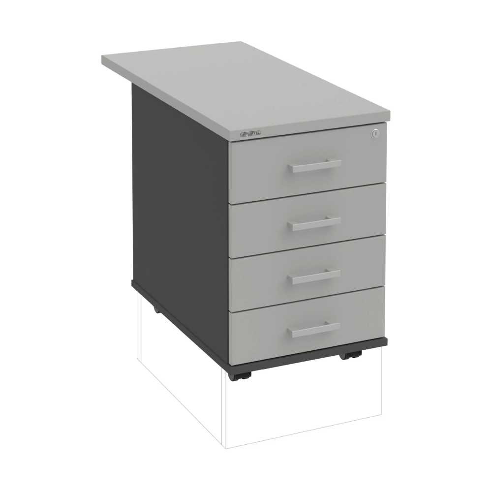 HOBIS kontajner K 34 C N 80, 4 zásuvky, roky naprieč, 80 cm, antracit-šedá