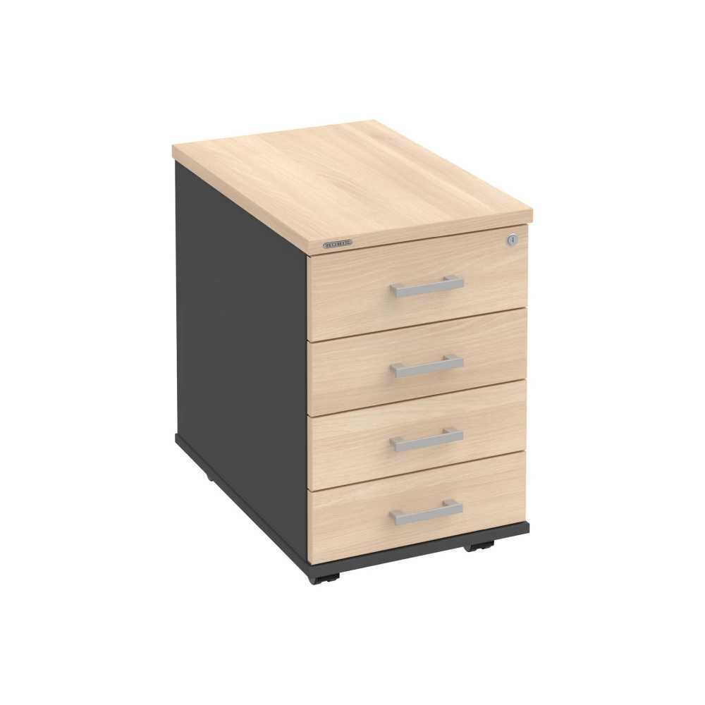HOBIS kontajner K 34 C P, 4 zásuvky, roky pozdĺž, 60 cm, antracit-agát