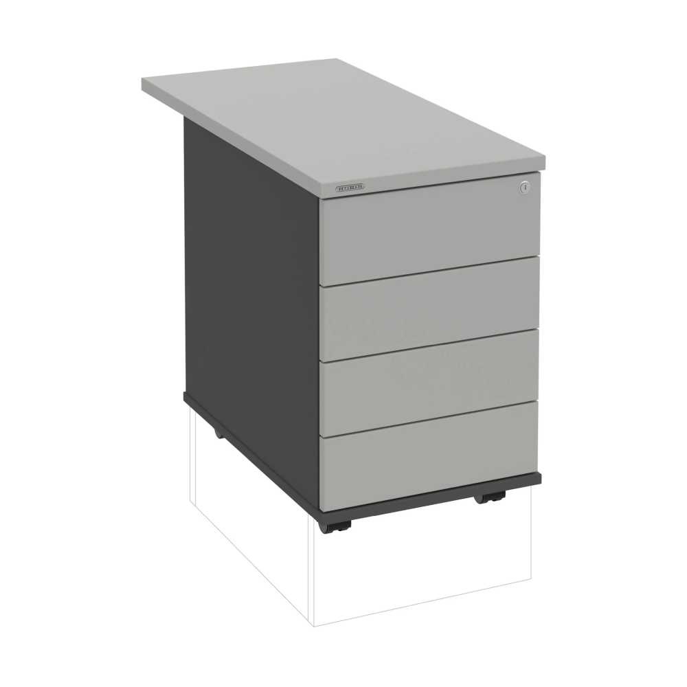 HOBIS kontajner K 34 C PTO N 80, 4 zásuvky, roky naprieč, 80 cm, antracit-šedá