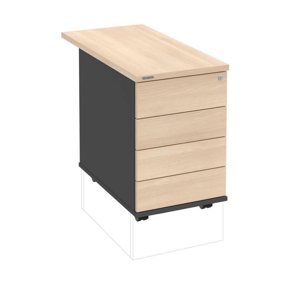 HOBIS kontajner K 34 C PTO P 80, 4 zásuvky, roky pozdĺž, 80 cm, antracit-agát