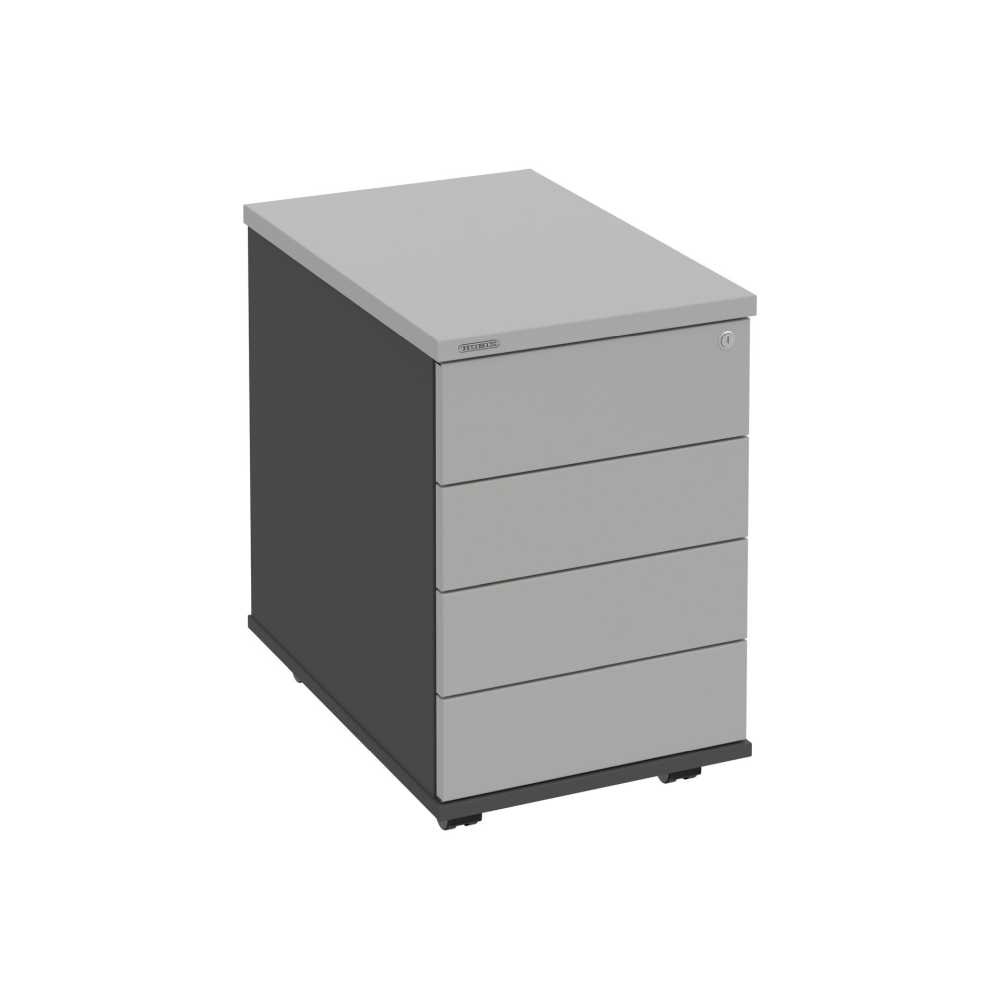 HOBIS kontajner K 34 C PTO P, 4 zásuvky, roky pozdĺž, 60 cm, antracit-šedá