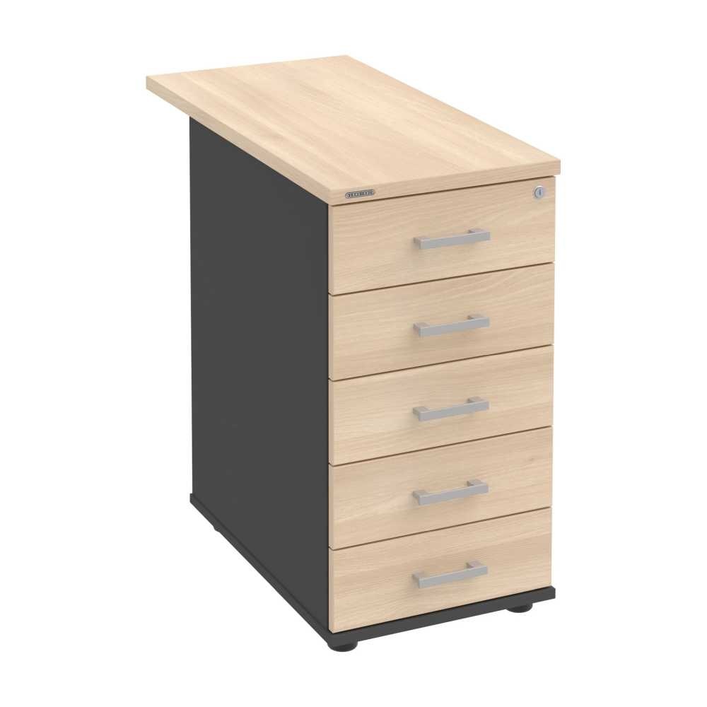 HOBIS kontajner K 35 C P 80, 5 zásuviek, roky pozdĺž, 80 cm, antracit-agát