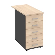 HOBIS kontajner K 35 C P 80, 5 zásuviek, roky pozdĺž, 80 cm, antracit-agát
