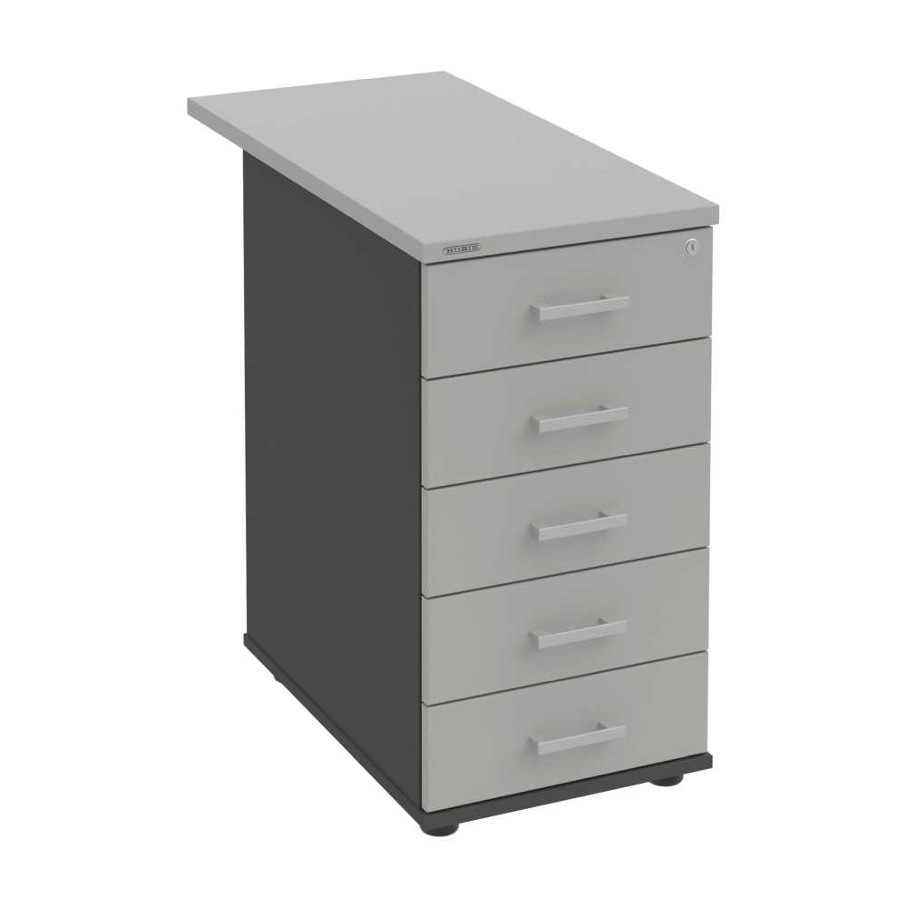 HOBIS kontajner K 35 C P 80, 5 zásuviek, roky pozdĺž, 80 cm, antracit-šedá