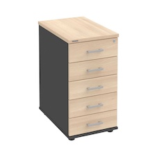 HOBIS kontajner K 35 C P, 5 zásuviek, roky pozdĺž, 60 cm, antracit-agát