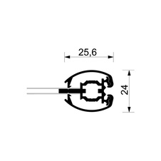 Obojstranný klaprám A2, profil 25 mm ostrý roh