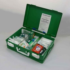 Plastový kufor prvej pomoci s náplňou SPC, zelený