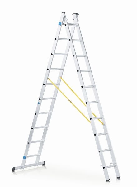 Viacúčelový dvojdielny rebrík profi 2x10 pričlí