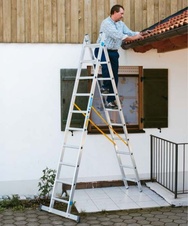 Viacúčelový dvojdielny rebrík profi 2x14 pričlí